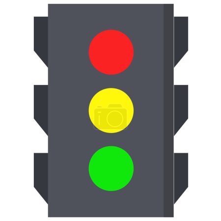 Illustration for Traffic light icon in flat style isolated on a white background. - Royalty Free Image