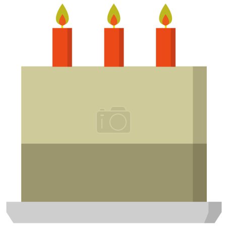 Téléchargez les illustrations : Gâteau d'anniversaire avec des bougies icône vectoriel illustration design - en licence libre de droit