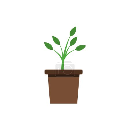Illustration for Plant icon in flat style isolated on a white background. - Royalty Free Image