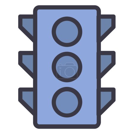 Illustration for Traffic light icon in flat style isolated on a white background. - Royalty Free Image