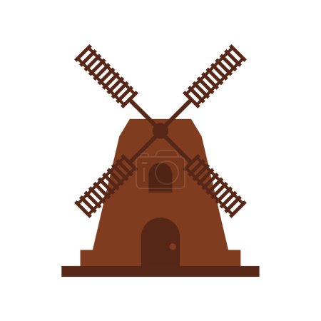 Illustration for Windmill icon in flat style isolated on a white background. - Royalty Free Image