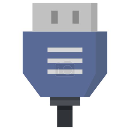 Ilustración de Moderno icono de cable USB sobre fondo blanco - Imagen libre de derechos