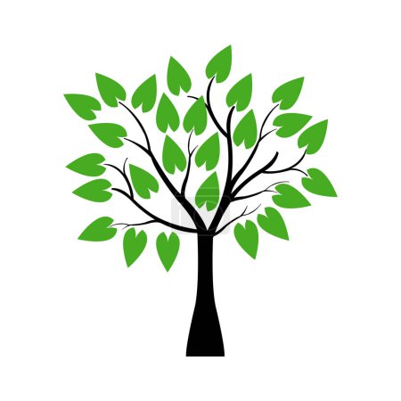 Ilustración de Árbol verde con hojas sobre fondo blanco - Imagen libre de derechos