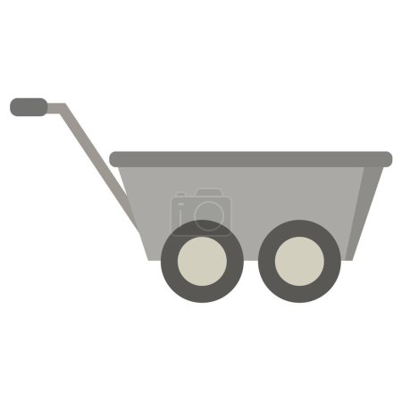 Illustration for Wheelbarrow icon, flat style - Royalty Free Image