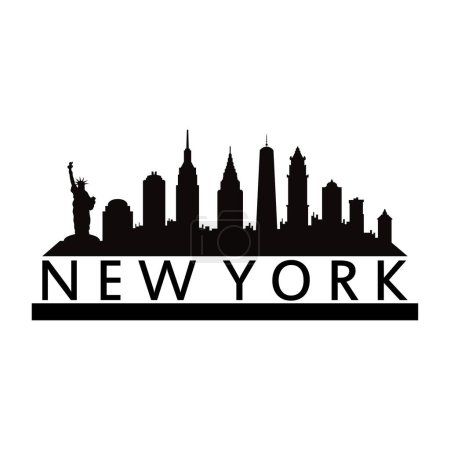 Ilustración de Silueta de la ciudad de Nueva York, icono de vector - Imagen libre de derechos