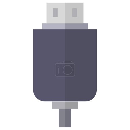 Ilustración de Moderno icono de cable USB sobre fondo blanco - Imagen libre de derechos