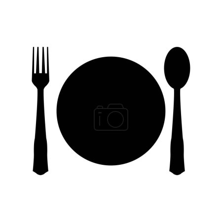 Illustration for Plate with cutlery icons, vector illustration - Royalty Free Image