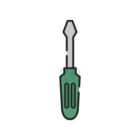 Illustration for Screwdriver flat icon on white background - Royalty Free Image
