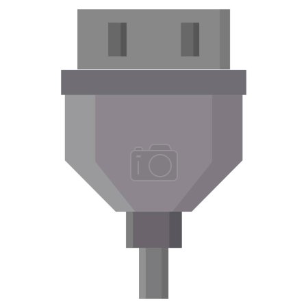 Téléchargez les illustrations : Icône moderne de câble USB sur fond blanc - en licence libre de droit