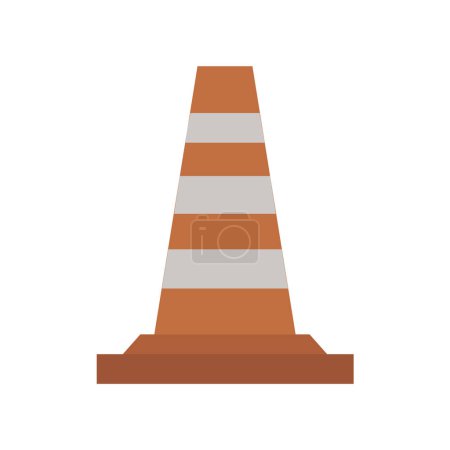 Illustration for Traffic cone icon in flat style isolated on a white background. - Royalty Free Image