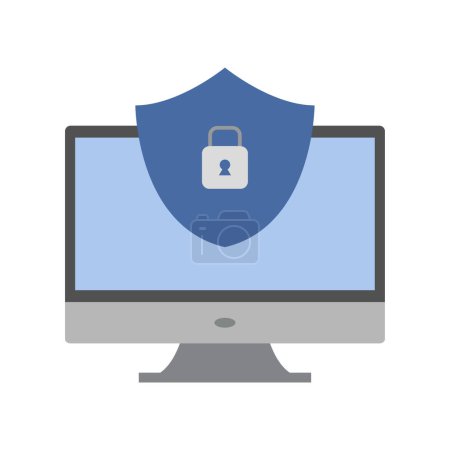 Illustration for Computer with shield and security symbol vector illustration graphic design - Royalty Free Image