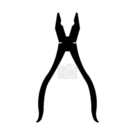 Illustration for Vector illustration, black silhouette of pliers isolated on white background - Royalty Free Image