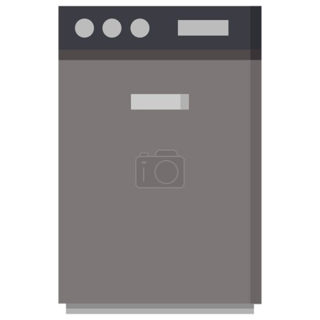 Illustration for Dishwasher icon in flat style isolated on a white background. - Royalty Free Image