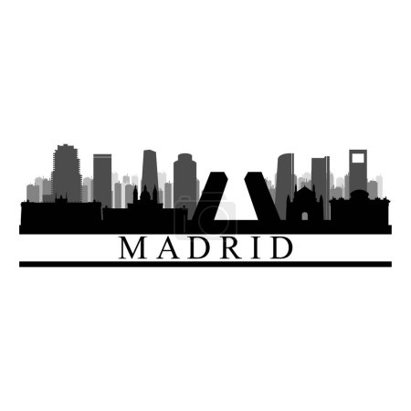 Illustration for Madrid skyline silhouette with madrid - Royalty Free Image