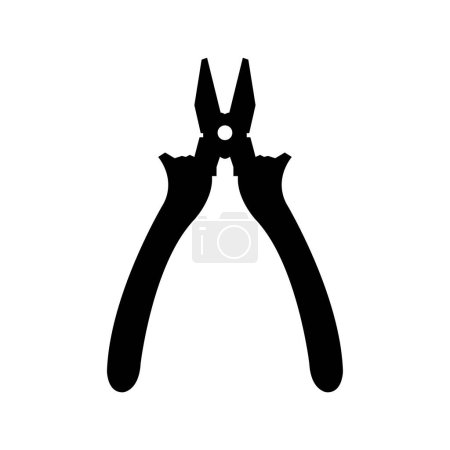 Illustration for Vector illustration, black silhouette of pliers isolated on white background - Royalty Free Image