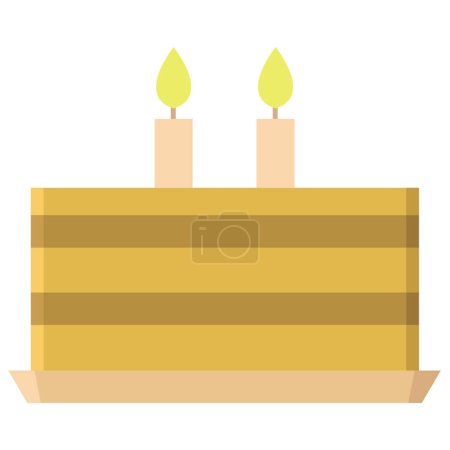 Téléchargez les illustrations : Icône gâteau d'anniversaire dans un style plat isolé sur un fond blanc. - en licence libre de droit