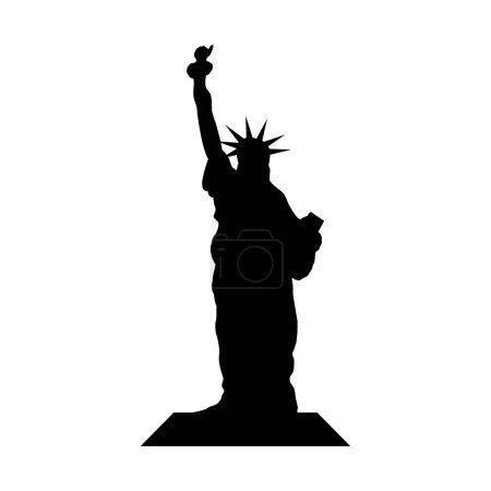 Téléchargez les illustrations : Statue de liberté, new york, Etats-Unis, silhouette noire, isolé - en licence libre de droit