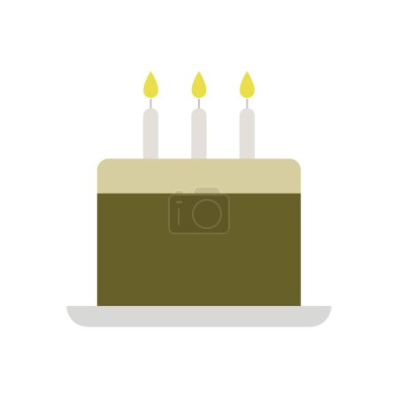 Téléchargez les illustrations : Gâteau avec des bougies sur fond blanc - en licence libre de droit
