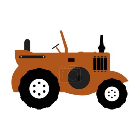 Téléchargez les illustrations : Tracteur icône plate illustration vectorielle - en licence libre de droit