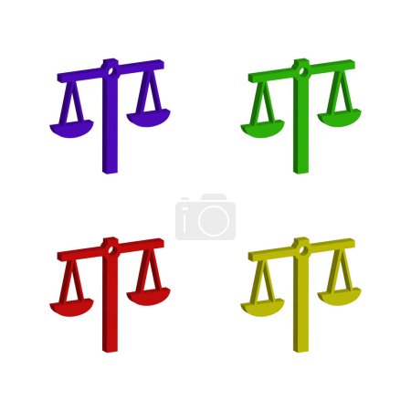 Illustration for A set of four colored scales of justice - Royalty Free Image