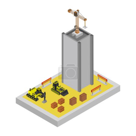 Illustration for A construction site with a crane and a building - Royalty Free Image