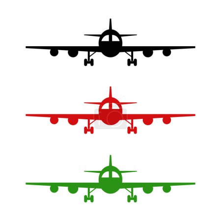 Illustration for A plane is shown in four different colors - Royalty Free Image