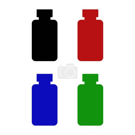 Téléchargez les illustrations : Ensemble de bouteilles de sirop coloré - en licence libre de droit