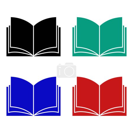 Téléchargez les illustrations : Ensemble de livres colorés icône, illustration vectorielle - en licence libre de droit