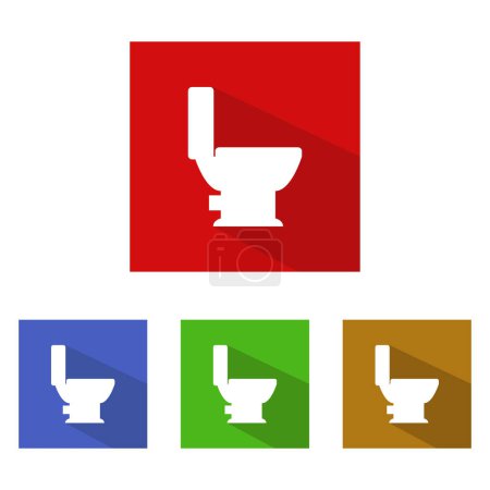 Téléchargez les illustrations : Icône design plat ensemble de toilettes - en licence libre de droit