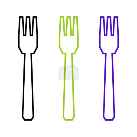 Téléchargez les illustrations : Jeu de fourchettes colorées icône, illustration vectorielle - en licence libre de droit