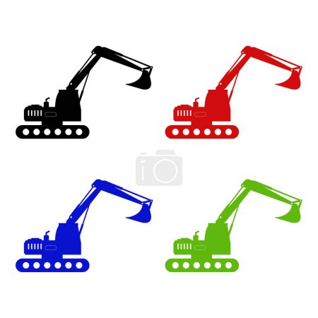 Illustration for Excavator. The silhouette of a large modern excavator. Side view - Royalty Free Image