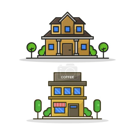 Illustration for Coffee shop icon set, line style - Royalty Free Image