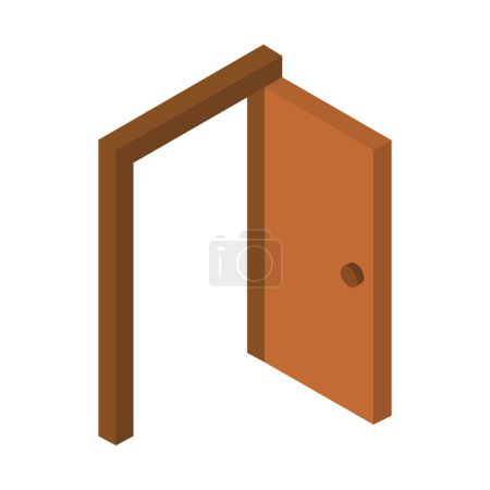 Illustration for Wooden door icon. isometric of wood door vector icon for web design isolated on white background - Royalty Free Image