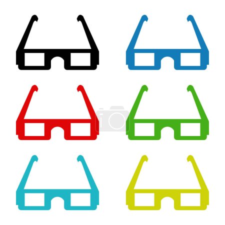 Illustration for 3 d glasses. flat icon set of glasses icons - Royalty Free Image