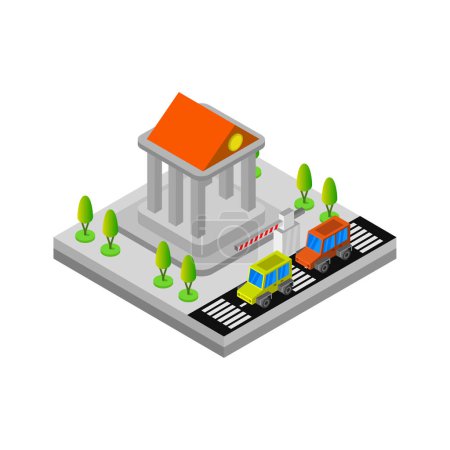 Illustration for Vector isometric illustration of the bank building. - Royalty Free Image