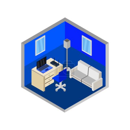 Illustration for Room interior isometric icon - Royalty Free Image