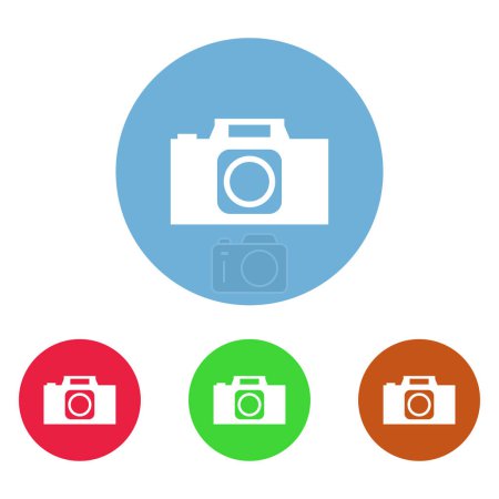 Illustration for Camera flat icon set on colorful background - Royalty Free Image