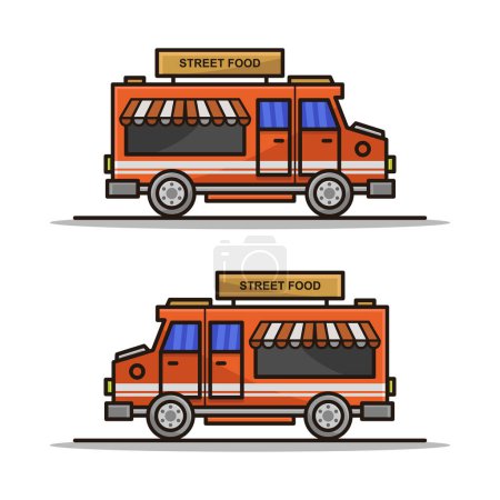 Téléchargez les illustrations : Ensemble de camion alimentaire, illustration vectorielle - en licence libre de droit