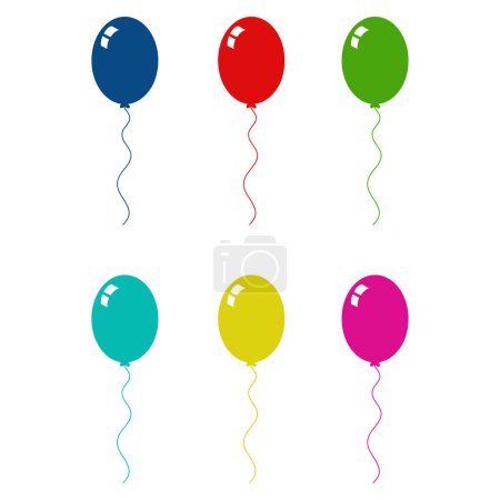 Téléchargez les illustrations : Ballons colorés isolés sur fond blanc - en licence libre de droit