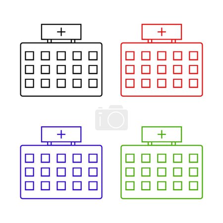 Illustration for Black line medical clipboard with medical record icon isolated on white background. prescription form icon. set icons colorful. vector. - Royalty Free Image