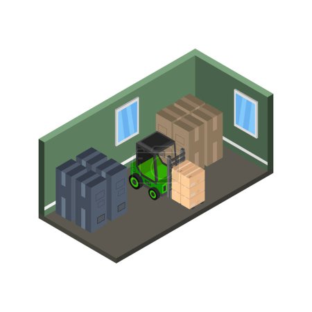 Illustration for Warehouse with boxes and forklift - Royalty Free Image