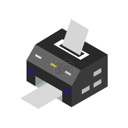 Ilustración de Impresora de papel de oficina isométrica 3 d icono de ilustración vectorial - Imagen libre de derechos