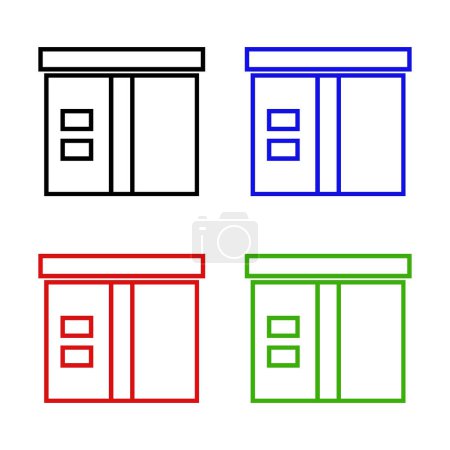Téléchargez les illustrations : Lot de 4 portes en bois multicolores - en licence libre de droit