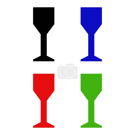 Ilustración de Conjunto de cuatro iconos de vidrio de vino plano de colores. ilustración vectorial - Imagen libre de derechos