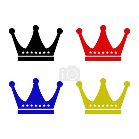 Illustration for Crown sign. three colorfull set on white. - Royalty Free Image