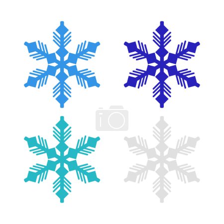 Set of blue christmas snowflakes