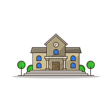 Illustration for Vector building, building with trees - Royalty Free Image