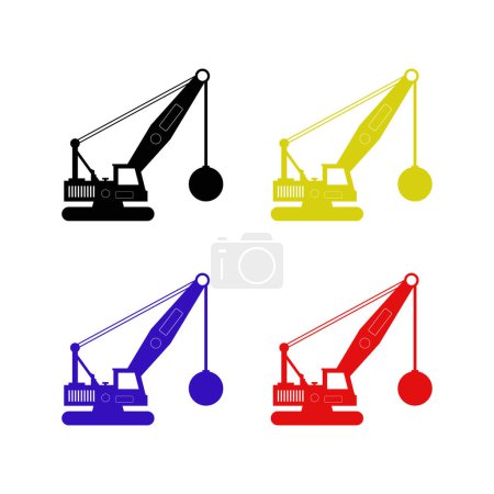 Illustration for Black crane icon isolated on white background. crane crane sign. crane hook icon. set icons in circle buttons. vector - Royalty Free Image