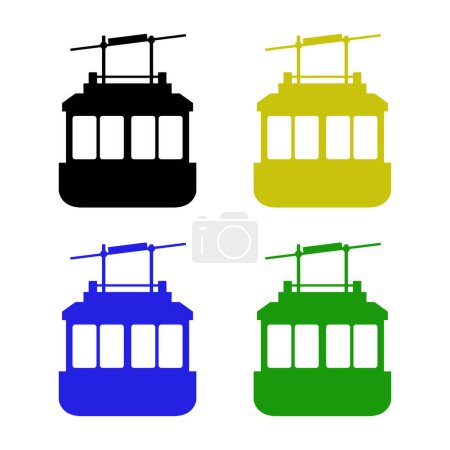 Téléchargez les illustrations : Ensemble de cabines colorées de téléphérique - en licence libre de droit