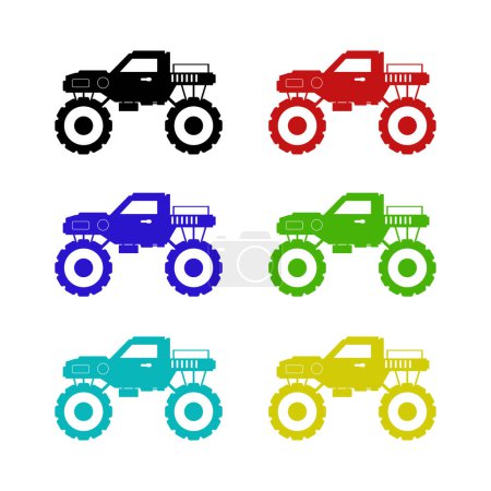 Ilustración de Monstruo camión vector icono aislado sobre fondo blanco - Imagen libre de derechos